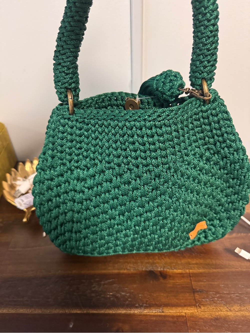 Green Crochet Shoulder Bag